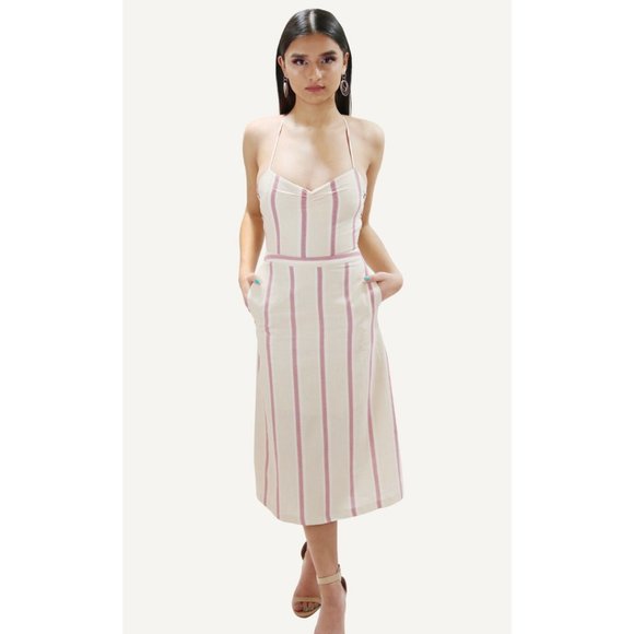 BACKLESS STRIPE LINEN DRESS - Picture 8 of 8